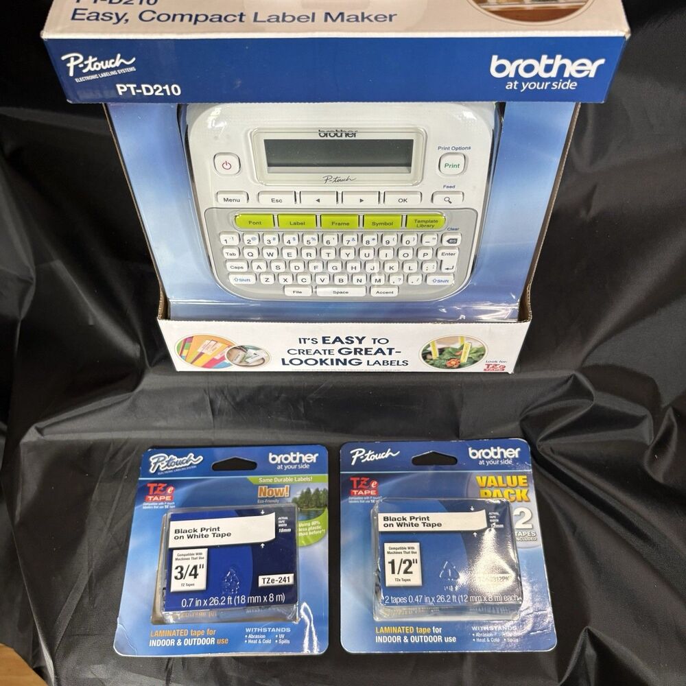 Brother PTD210 P-Touch Easy Compact Label Maker - White With Two Tape Refills - Picture 10 of 11